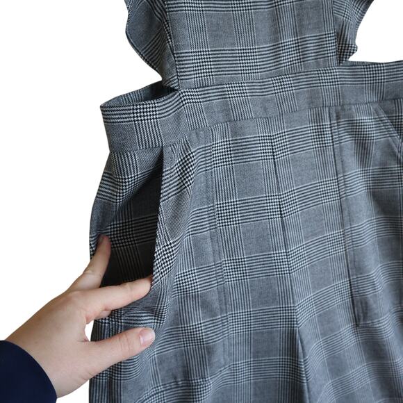 Zara Womens Pinafore Jumpsuit Size XS Cropped Wide Leg Ruffle Straps Plaid Print - Picture 4 of 14